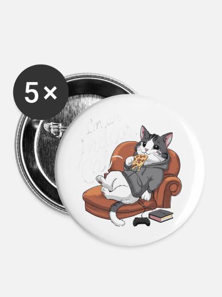 Hauskatze - Buttons groß 56 mm (5er Pack) - Weiß