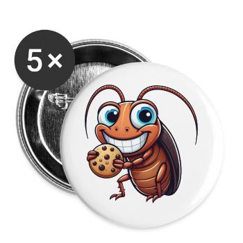 Lustiger Keks Kakerlake süßer Nachtisch Comic - Buttons groß 56 mm (5er Pack) - Weiß - Vorne