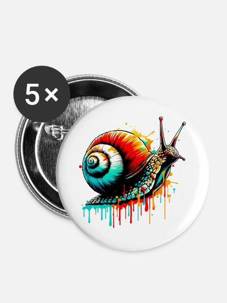 Schnecke - Buttons groß 56 mm (5er Pack) - Weiß