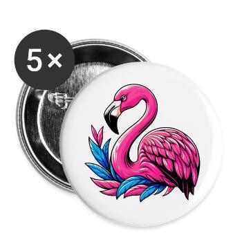 Flamingo - Buttons groß 56 mm (5er Pack) - Weiß - Vorne