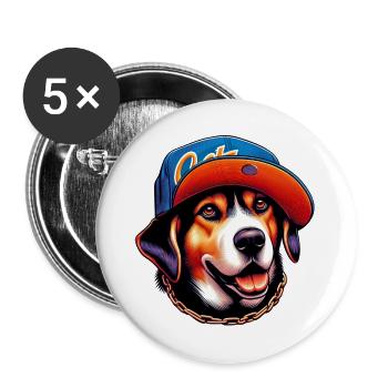 Chien - Lot de 5 grands badges (56 mm) - blanc - Devant