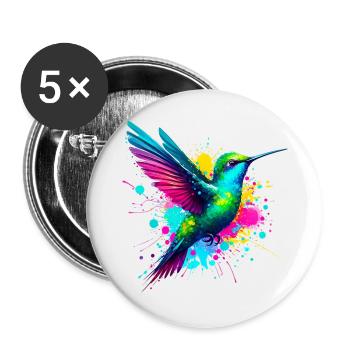 Hummingbird - Buttons large 2.2''/56 mm (5-pack) - white - Front