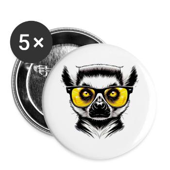 Lemur with Sunglasses - Buttons large 2.2''/56 mm (5-pack) - white - Front