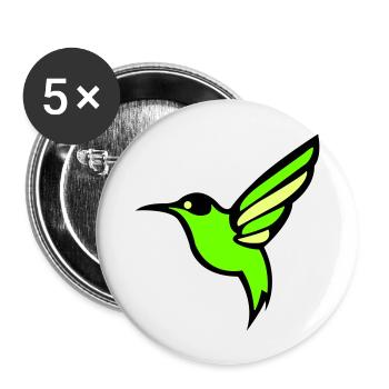 Silhouette d'oiseau colibri - Lot de 5 grands badges (56 mm) - blanc - Devant