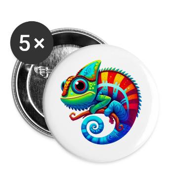Caméléon - Lot de 5 grands badges (56 mm) - blanc - Devant