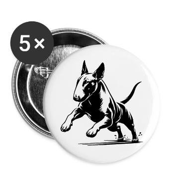 Bull terrier - Buttons large 2.2''/56 mm (5-pack) - white - Front