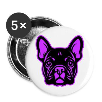 French Bulldog Dog Head - Buttons large 2.2''/56 mm (5-pack) - white - Front