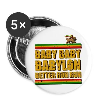 Run from Babylon - Buttons groß 56 mm (5er Pack) - Weiß - Vorne