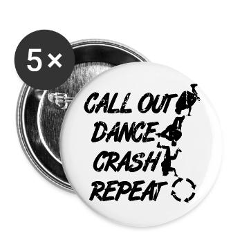 Appel Danse Crash Répéter - Lot de 5 grands badges (56 mm) - blanc - Devant