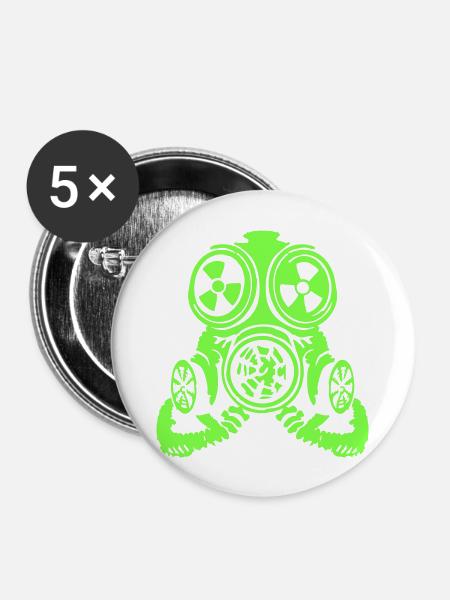 gasmaske - Buttons groß 56 mm (5er Pack) - Weiß