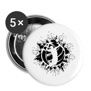 Volleyball Sonne Spieler Symbol Logo Mannschaft - Buttons groß 56 mm (5er Pack) - Weiß - Vorne