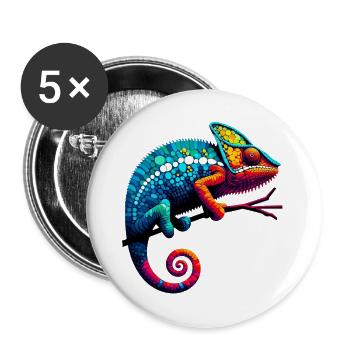 Caméléon - Lot de 5 grands badges (56 mm) - blanc - Devant