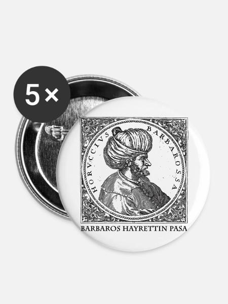 Barbaros Hayrettin Pasa - Buttons groß 56 mm (5er Pack) - Weiß