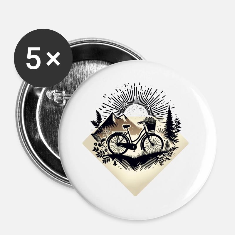 Fahrrad - Buttons groß 56 mm (5er Pack) - Weiß