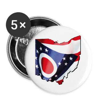 Ohio (États-Unis) | Drapeau réel | Carte des drapeaux - Lot de 5 grands badges (56 mm) - blanc - Devant