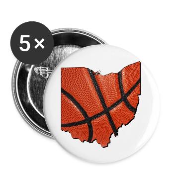 Ohio (États-Unis) | Vrai basket-ball | Carte - Lot de 5 grands badges (56 mm) - blanc - Devant
