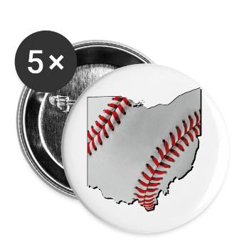 Ohio (USA) | echter Baseball | Landkarte - Buttons groß 56 mm (5er Pack) - Weiß - Vorne