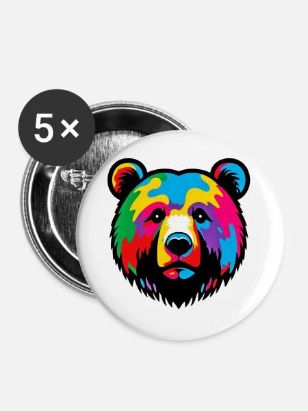 Bär - Buttons groß 56 mm (5er Pack) - Weiß