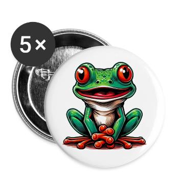 Grenouille - Lot de 5 grands badges (56 mm) - blanc - Devant