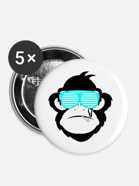 smoking monkey 2 - Buttons groß 56 mm (5er Pack) - Weiß
