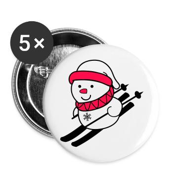 Skieur Bonhomme de neige 02 - Lot de 5 grands badges (56 mm) - blanc - Devant