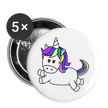 Cute unicorn that jumps// - Buttons large 2.2''/56 mm (5-pack) - white - Front
