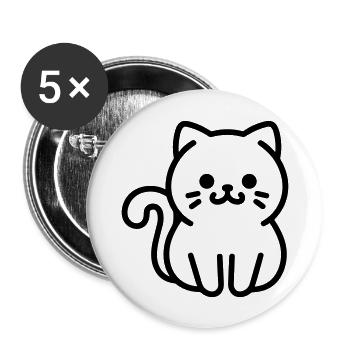 Katze - Buttons groß 56 mm (5er Pack) - Weiß - Vorne