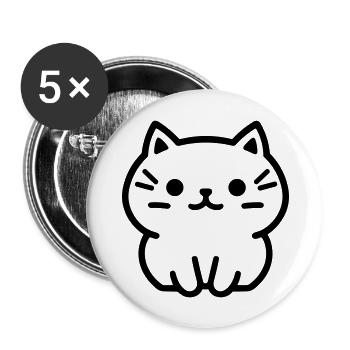 Kätzchen - Buttons groß 56 mm (5er Pack) - Weiß - Vorne