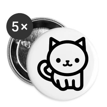 Katze - Buttons groß 56 mm (5er Pack) - Weiß - Vorne