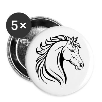 Horse Illustration - Buttons large 2.2''/56 mm (5-pack) - white - Front