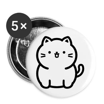 Katze - Buttons groß 56 mm (5er Pack) - Weiß - Vorne