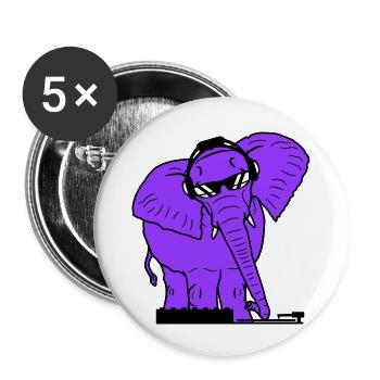 Lustiger Elefant Rosarot DJ Mischpult Party Musik - Buttons groß 56 mm (5er Pack) - Weiß - Vorne