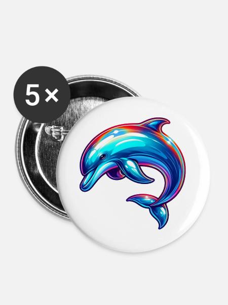 Delfin - Buttons groß 56 mm (5er Pack) - Weiß