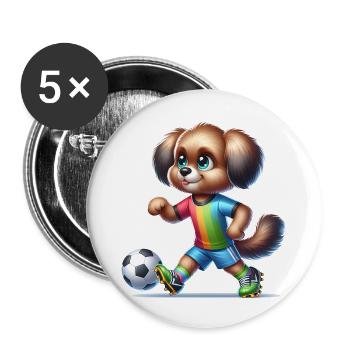 Chien de joueur de football mignon - Lot de 5 grands badges (56 mm) - blanc - Devant