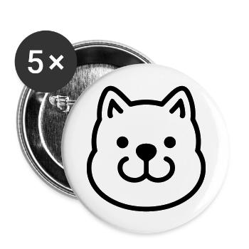 Hund - Buttons groß 56 mm (5er Pack) - Weiß - Vorne
