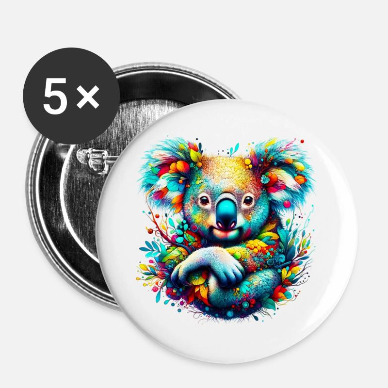Koala - Buttons groß 56 mm (5er Pack) - Weiß