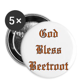 GodBlessBeetroot - Buttons large 2.2''/56 mm (5-pack) - white - Front