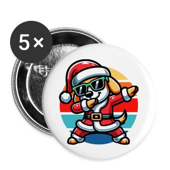 Dabbing Hund Vintage Sunset - Buttons groß 56 mm (5er Pack) - Weiß - Vorne