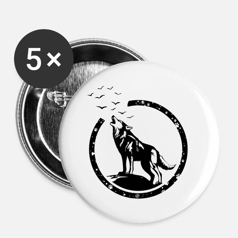 Wildwolf - Buttons large 2.2''/56 mm (5-pack) - white