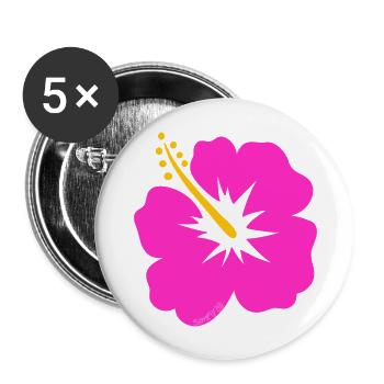 Hibiskusblüte - Buttons groß 56 mm (5er Pack) - Weiß - Vorne