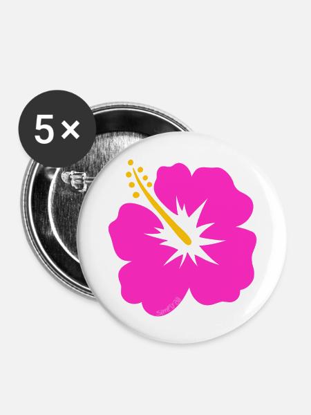 Hibiskusblüte - Buttons groß 56 mm (5er Pack) - Weiß