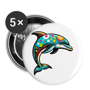Dauphin - Lot de 5 grands badges (56 mm) - blanc - Devant