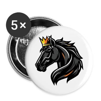 Pferd Kopf Krone - Buttons groß 56 mm (5er Pack) - Weiß - Vorne