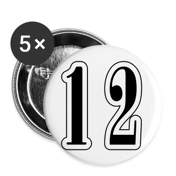 12 Zahl symbol - Buttons groß 56 mm (5er Pack) - Weiß - Vorne