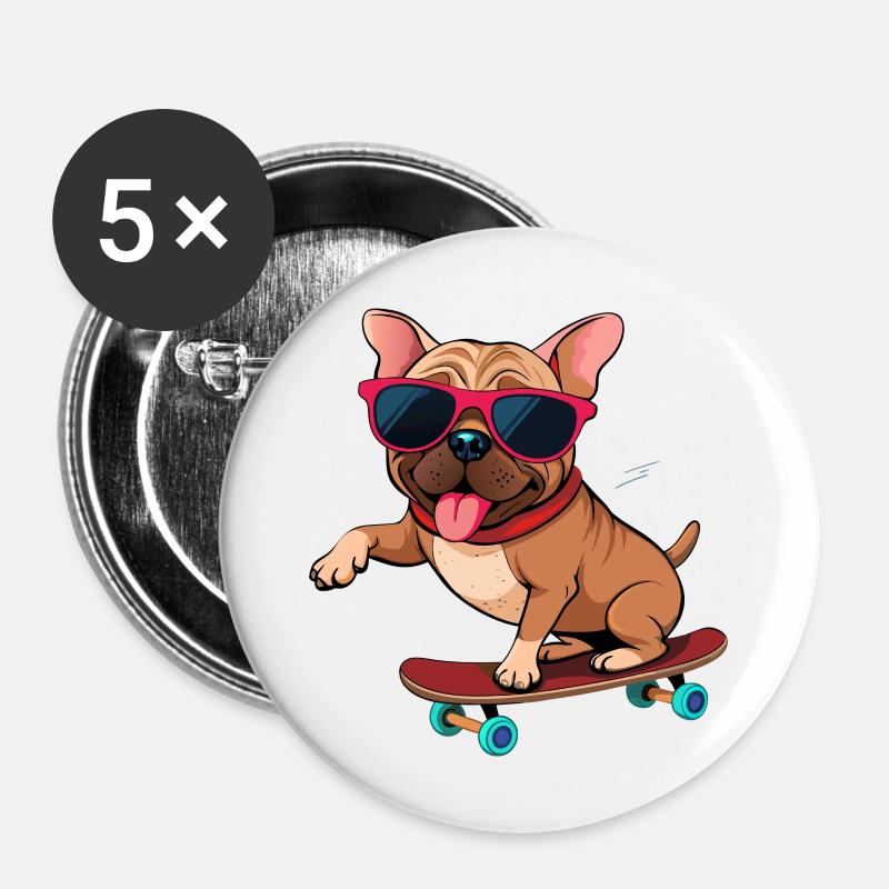 Cool dog in action - Buttons large 2.2''/56 mm (5-pack) - white