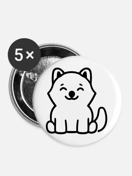 Hund - Buttons groß 56 mm (5er Pack) - Weiß