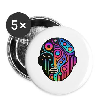 Crazy Face - Universe - Buttons groß 56 mm (5er Pack) - Weiß - Vorne