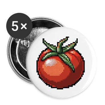 Icône pixel tomate - Lot de 5 grands badges (56 mm) - blanc - Devant