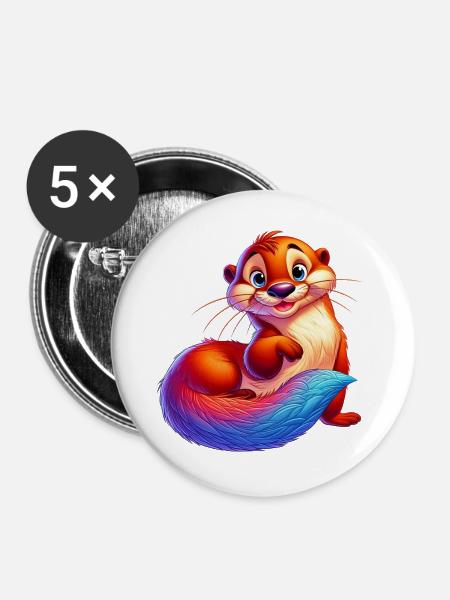 Otter - Buttons groß 56 mm (5er Pack) - Weiß