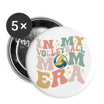 In My Volleyball Mom Era - Groovy Volleyball - Buttons large 2.2''/56 mm (5-pack) - white - Front